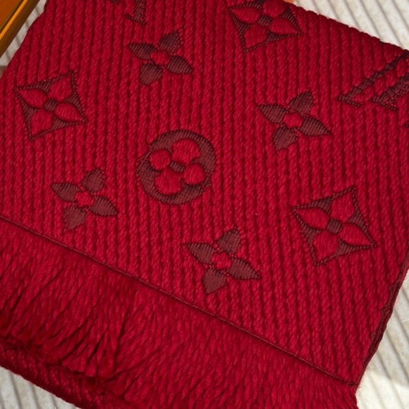 Louis Vuitton Luxury LV Logo and Flowers Red Unisex Scarf - Picture 1 of 5